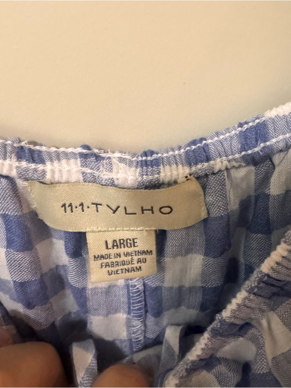 11.1 Tylho Kinsey Gingham Off-Shoulder Dress for size Large - Picture 6 of 10